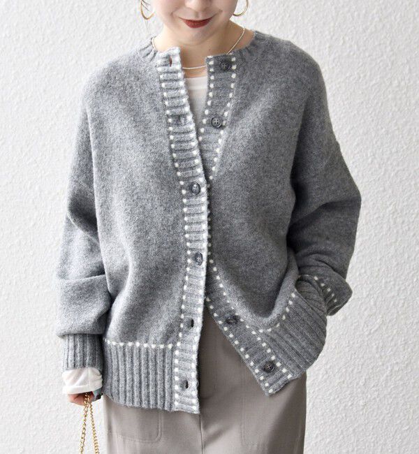 SHIPS any「《一部追加予約》SHIPS any:〈手洗い可能〉ステッチ デザイン ルーズ ニット カーディガン」|カーディガン|