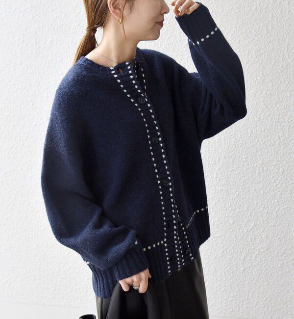 SHIPS any「《一部追加予約》SHIPS any:〈手洗い可能〉ステッチ デザイン ルーズ ニット カーディガン」|カーディガン|
