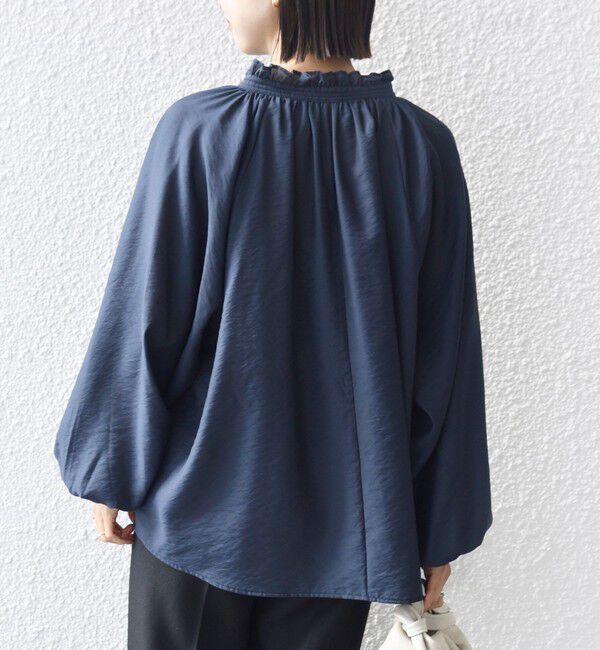 SHIPS for women「〈手洗い可能〉シアー タンブラー リボン デザイン 長袖 ブラウス」|シャツ・ブラウス|