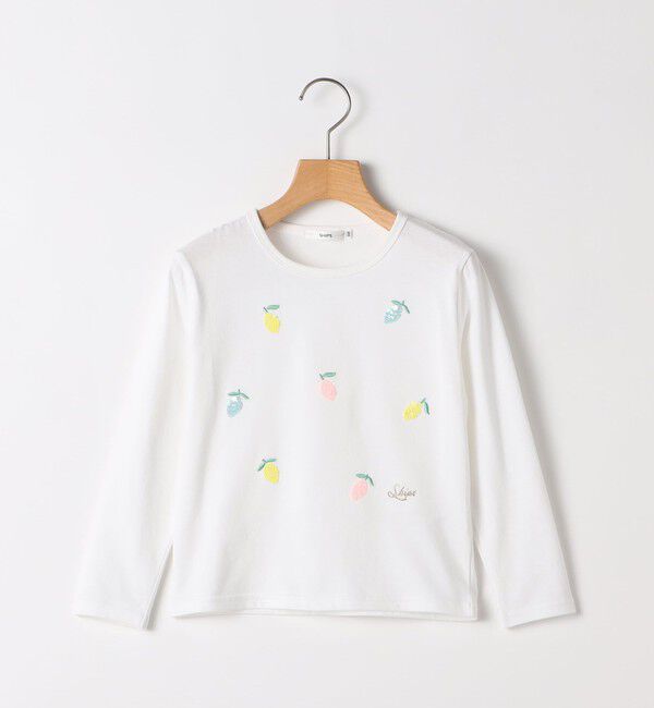 SHIPS KIDS「SHIPS KIDS:100～130cm /レモン スパンコール 刺繍 ロングスリーブ Tシャツ」|Tシャツ・カットソー|オフホワイト