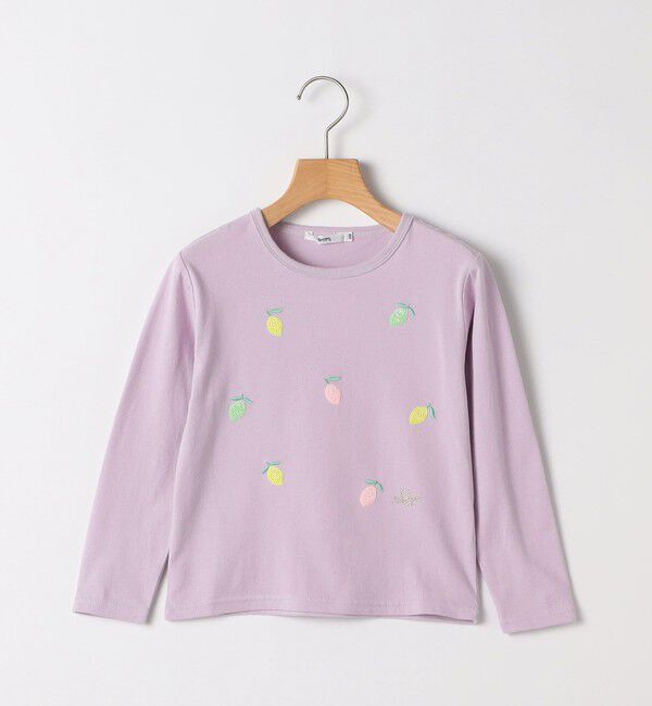 SHIPS KIDS「SHIPS KIDS:100～130cm /レモン スパンコール 刺繍 ロングスリーブ Tシャツ」|Tシャツ・カットソー|ラベンダー