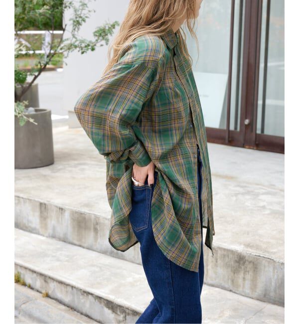 OUTDOOR PRODUCTS Usual Things「追加 シアーチェックスプレッドカラーシャツ」|シャツ・ブラウス|