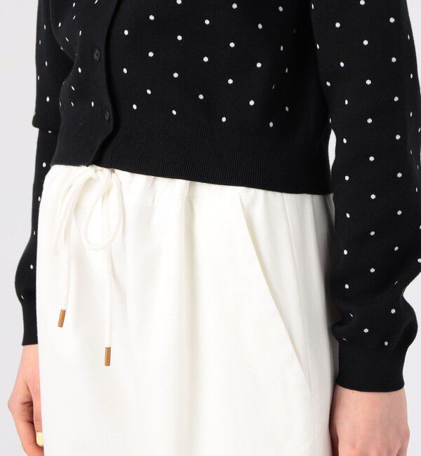コットンカシミヤ ドットジャカードクルーネックカーディガン（CABaN