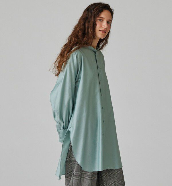 MACPHEE「コットンモールスキン バンドカラーチュニックシャツ」|シャツ・ブラウス|