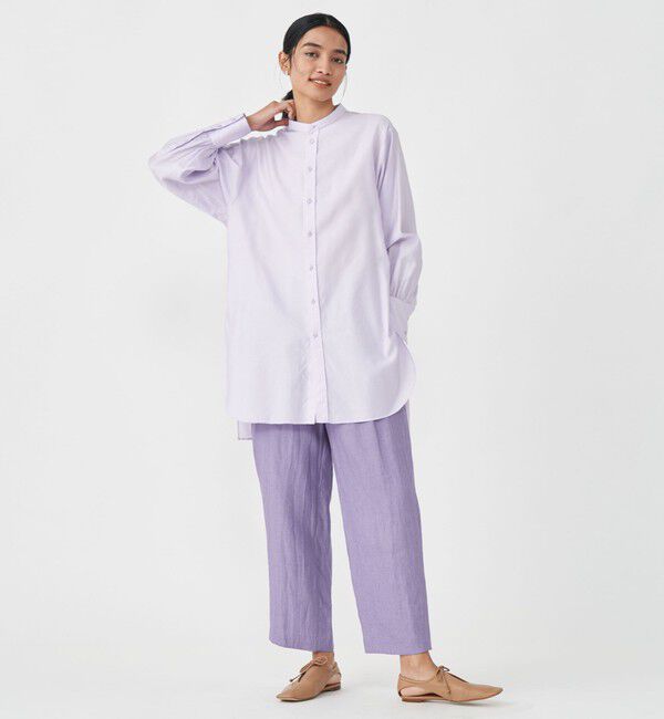 MACPHEE「コットンモールスキン バンドカラーチュニックシャツ」|シャツ・ブラウス|