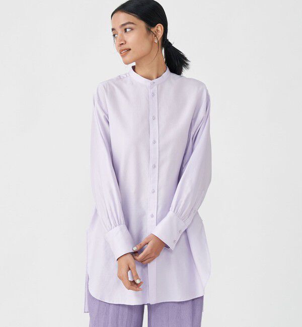 MACPHEE「コットンモールスキン バンドカラーチュニックシャツ」|シャツ・ブラウス|