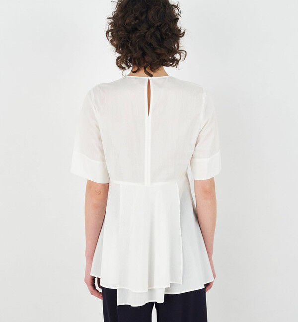 DES PRES「コットンシルクタイプライター アシンメトリーペプラムブラウス」|シャツ・ブラウス|