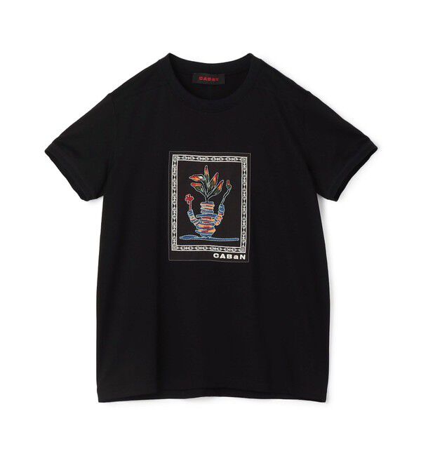 CABaN「スビンコットン アフリカンエンブロイダリーＴシャツ」|Tシャツ・カットソー|18 ブラック系