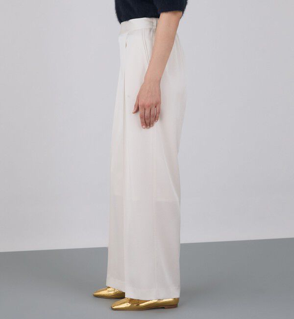 DES PRES「サテンジョーゼット タックワイドパンツ」|スラックス|