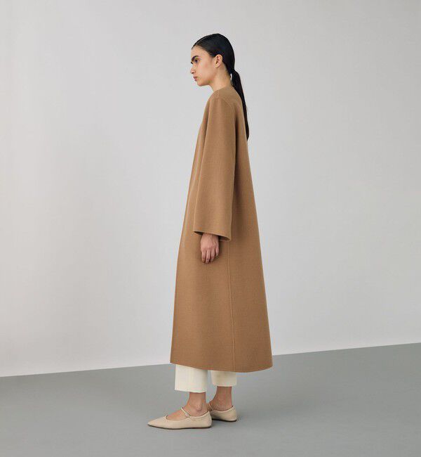 DES PRES「ライトダブルフェイスシャギー ストール付きコート」|ノーカラーコート|