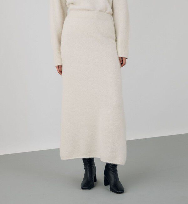 DES PRES「フォックスカシミヤ Iラインロングスカート」|タイト|