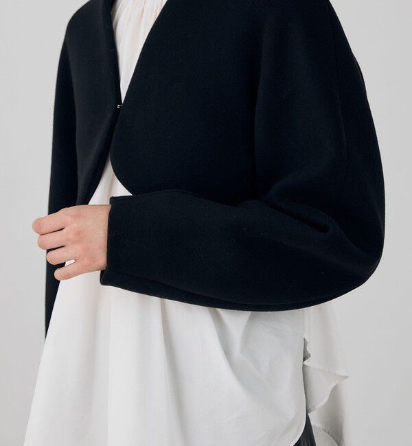 DES PRES「ウールモッサ ボレロジャケット」|ノーカラージャケット|