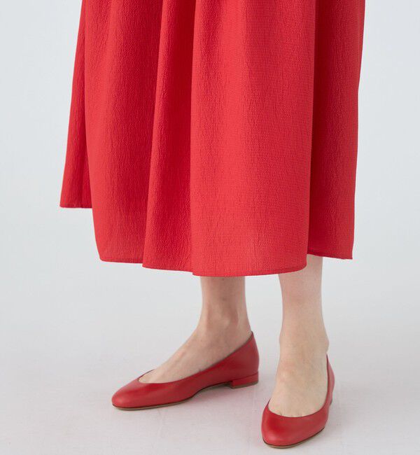 MACPHEE「【WEB限定】クレープサテン ギャザーロングスカート」|フレア|