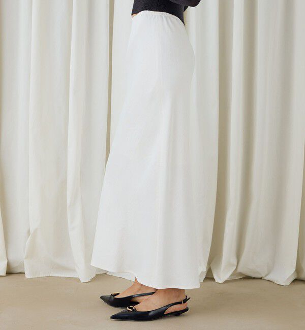 DES PRES「ソフトサテン エラスティックストレート スカート」|スカート|