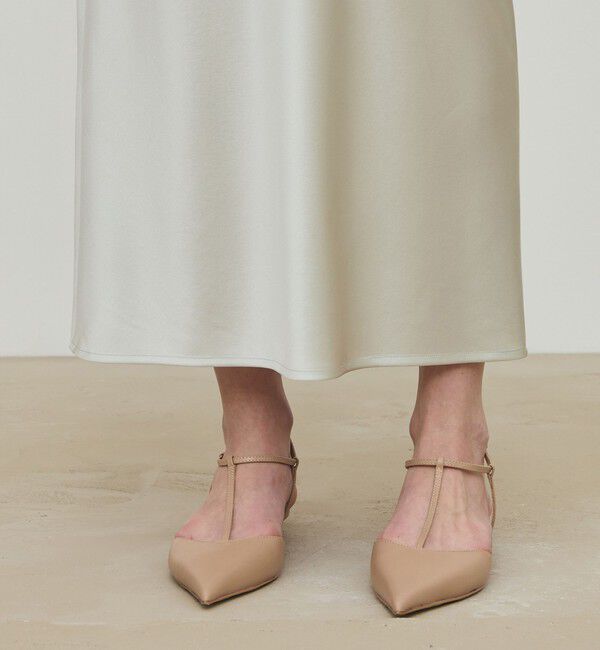 DES PRES「シルクストレッチサテン エラスティックストレートスカート」|タイト|