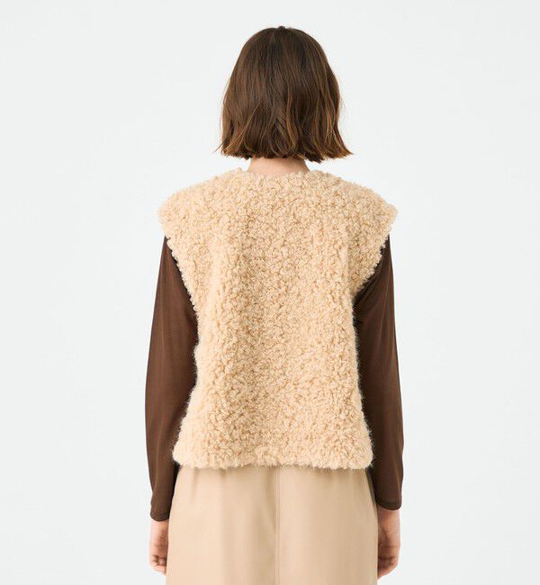 Ballsey「ミックスファー Vネックベスト」|ベスト・ジレ|