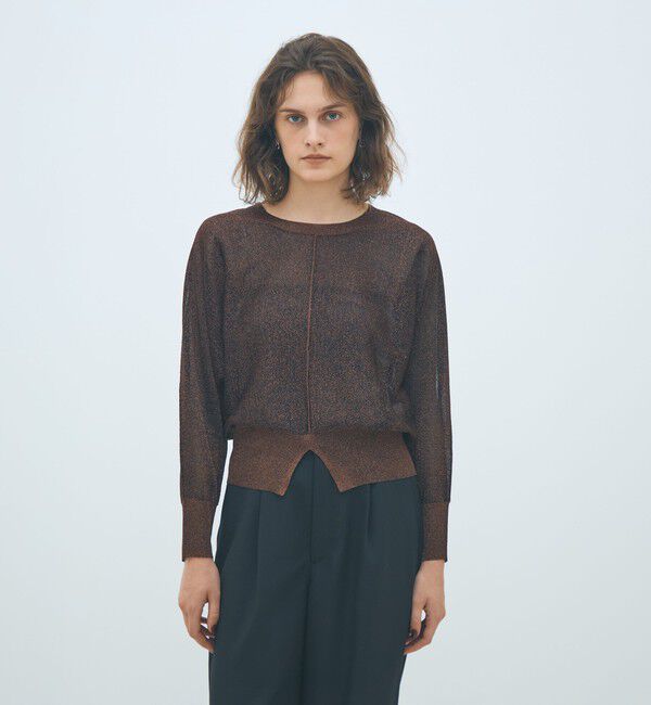 MACPHEE「シアーラメ クルーネックプルオーバー」|ニット・セーター|