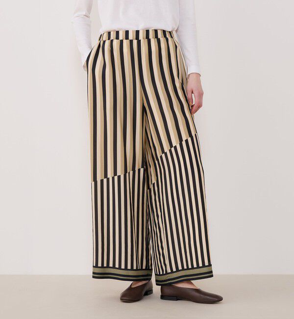 GALERIE VIE「シルクハブタエストライププリント ワイドイージーパンツ」|その他|