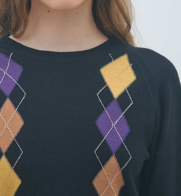 MACPHEE「プレーンウールアーガイル クルーネックプルオーバー」|ニット・セーター|