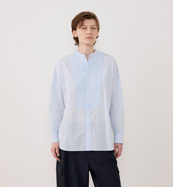 GALERIE VIE「コットンサッカー シャーリングブザムシャツ」|シャツ・ブラウス|