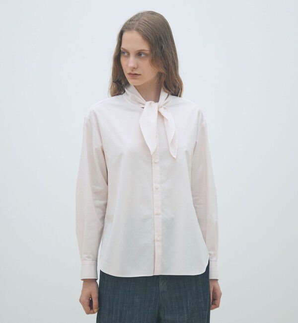 MACPHEE「コットンオックスフォード タイ付きブラウス」|シャツ・ブラウス|