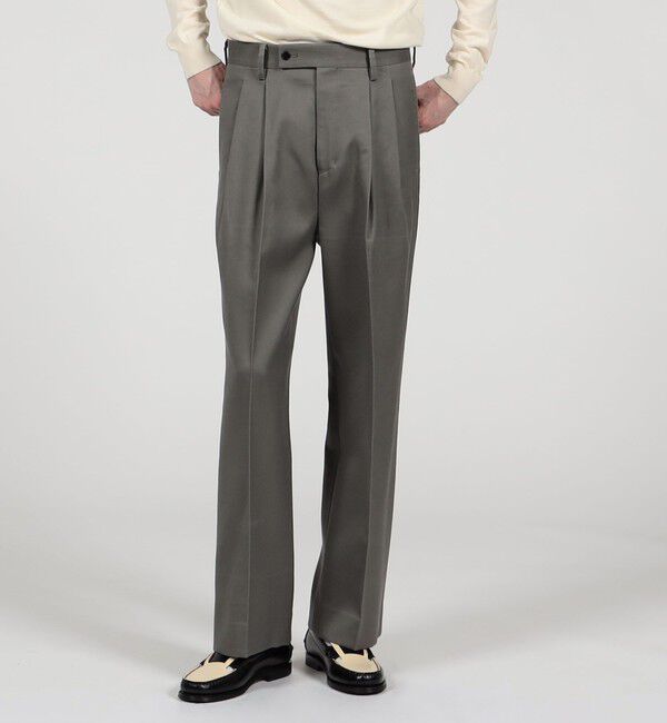 TOMORROWLAND MENS「コットンレーヨン 2プリーツ ワイドストレート バレルパンツ」|スラックス|