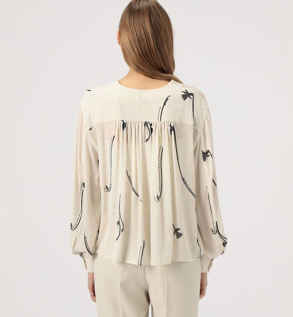 DES PRES「シングルフラワープリント Vショートブラウス」|シャツ・ブラウス|