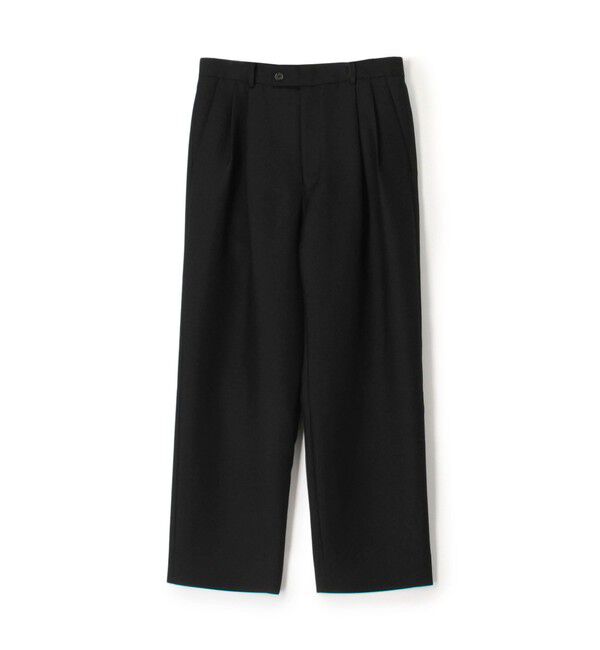 CABaN「ウールダブルクロス 2タックワイドテーパードパンツ」|チノ|19 ブラック