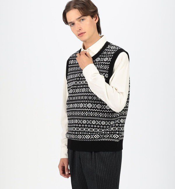 TOMORROWLAND MENS「ウールカシミヤ フェアアイル クルーネックプルオーバー ニットベスト」|ニット・セーター|