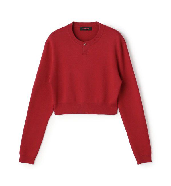 CABaN「コットンカシミヤ ヘンリーネッククロップドプルーバー」|ニット・セーター|35 レッド