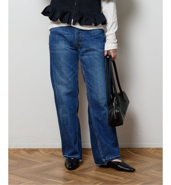  「《予約》ストレートデニム 5ポケットパンツ」|デニム|ネイビー