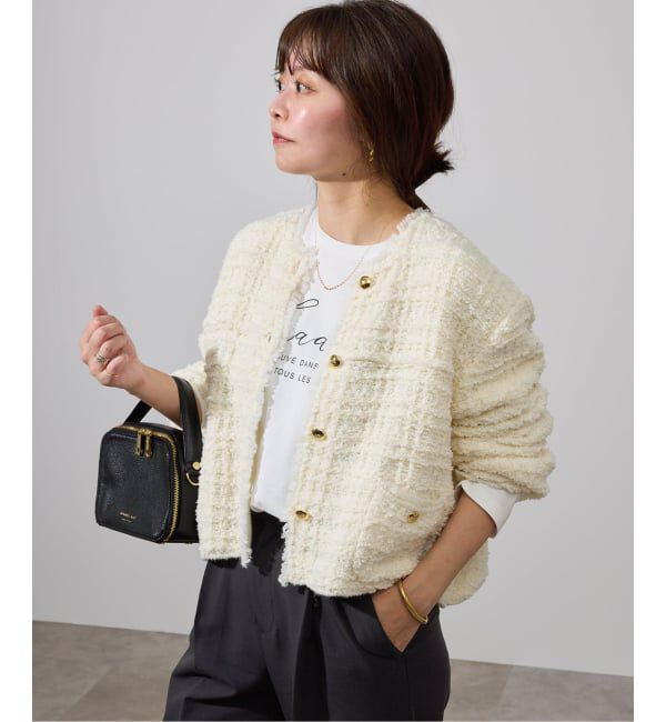 SLOBE IENA「ニットジャケット」|カーディガン|ホワイト