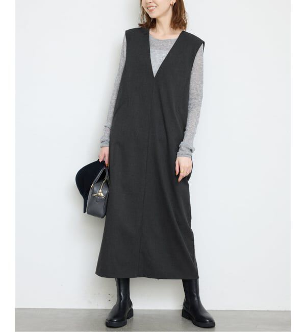 SLOBE IENA「《WEB限定/追加》TR Vネックジャンパースカート」|ワンピース|