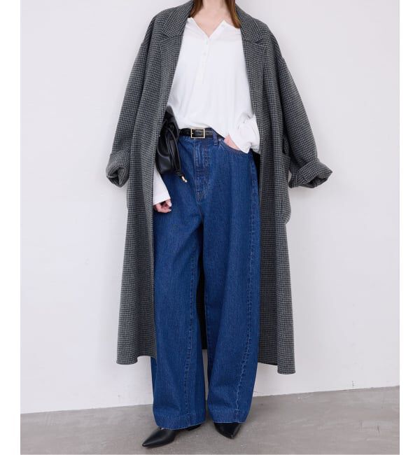 SLOBE IENA「souple wool ダブルフェイスロングコート」|チェスターコート|グレー