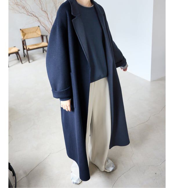 SLOBE IENA「souple wool ダブルフェイスロングコート」|チェスターコート|