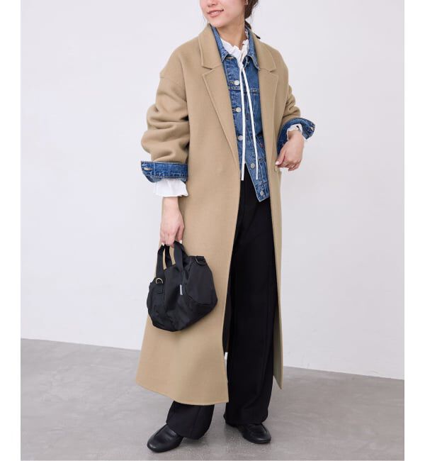 SLOBE IENA「souple wool ダブルフェイスロングコート」|チェスターコート|キャメル