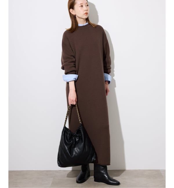 SLOBE IENA「《WEB限定/追加》ウォッシャブルスムース ニットワンピース」|ワンピース|ブラウン