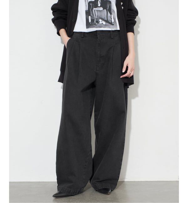 SLOBE IENA「《4サイズ展開》LEDENIM BLUR TUCK TROUSERデニム」|デニム|