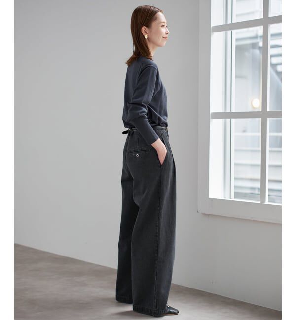 SLOBE IENA「《4サイズ展開》LEDENIM BLUR TUCK TROUSERデニム」|デニム|