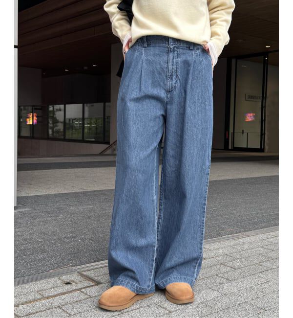 SLOBE IENA「《4サイズ展開》LEDENIM BLUR TUCK TROUSERデニム」|デニム|