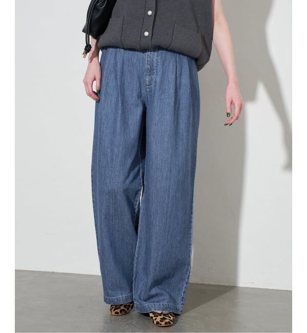 SLOBE IENA「《4サイズ展開》LEDENIM BLUR TUCK TROUSERデニム」|デニム|