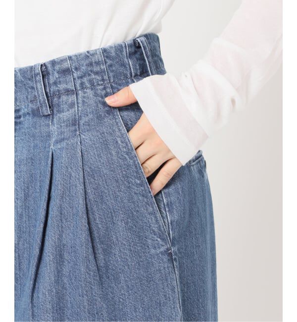 SLOBE IENA「《4サイズ展開》LEDENIM BLUR TUCK TROUSERデニム」|デニム|