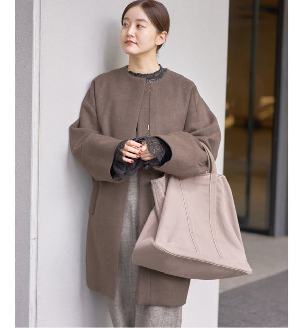 IENA「Super140 フォルムコート」|ノーカラーコート|