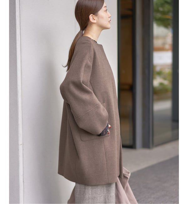 IENA「Super140 フォルムコート」|ノーカラーコート|