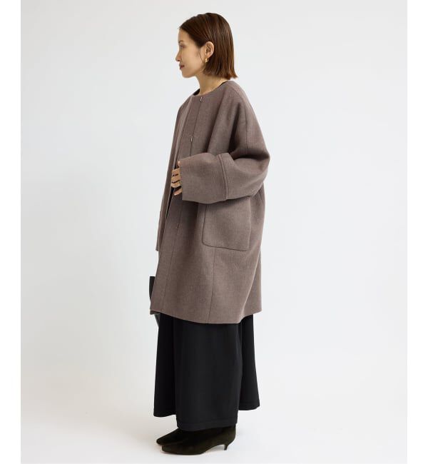 IENA「Super140 フォルムコート」|ノーカラーコート|