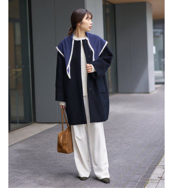 IENA「Super140 フォルムコート」|ノーカラーコート|