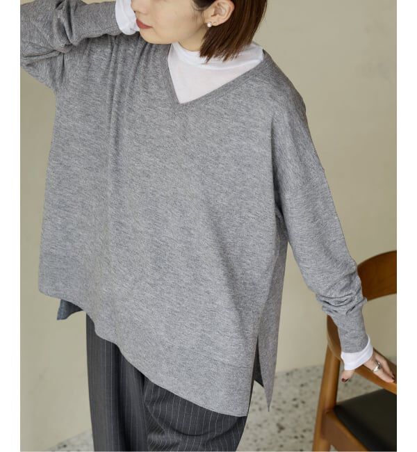 IENA「ライトウールVネックプルオーバー」|ニット・セーター|グレーA