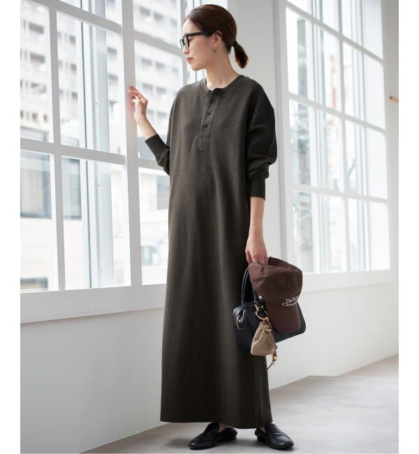 SLOBE IENA「テレコヘンリーネックカットワンピース」|ワンピース|