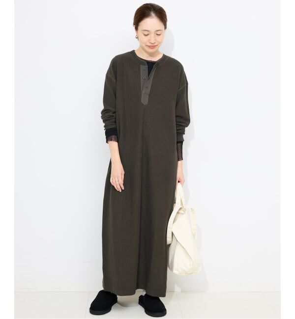 SLOBE IENA「テレコヘンリーネックカットワンピース」|ワンピース|