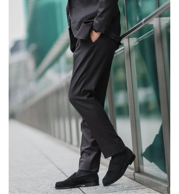 EDIFICE「SUPER 120&rsquo;s ウールサキソニー テーパードパンツ【セットアップ着用可能】」|スラックス|ブラウン